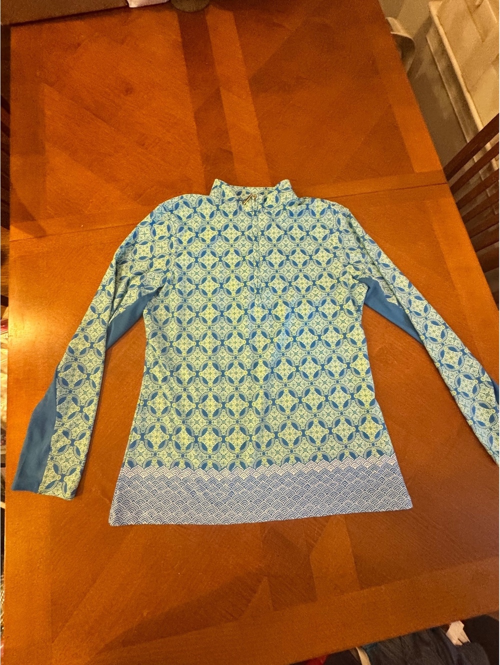 Talbots Cabana Life Blue Patterned Pullover Size Large 2605